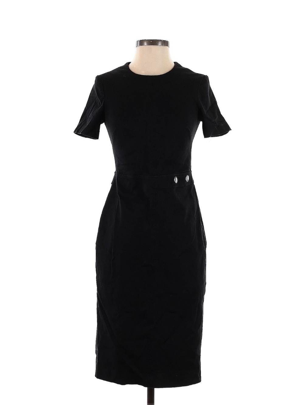 Banana Republic Black Short-Sleeve Midi Sheath Dress